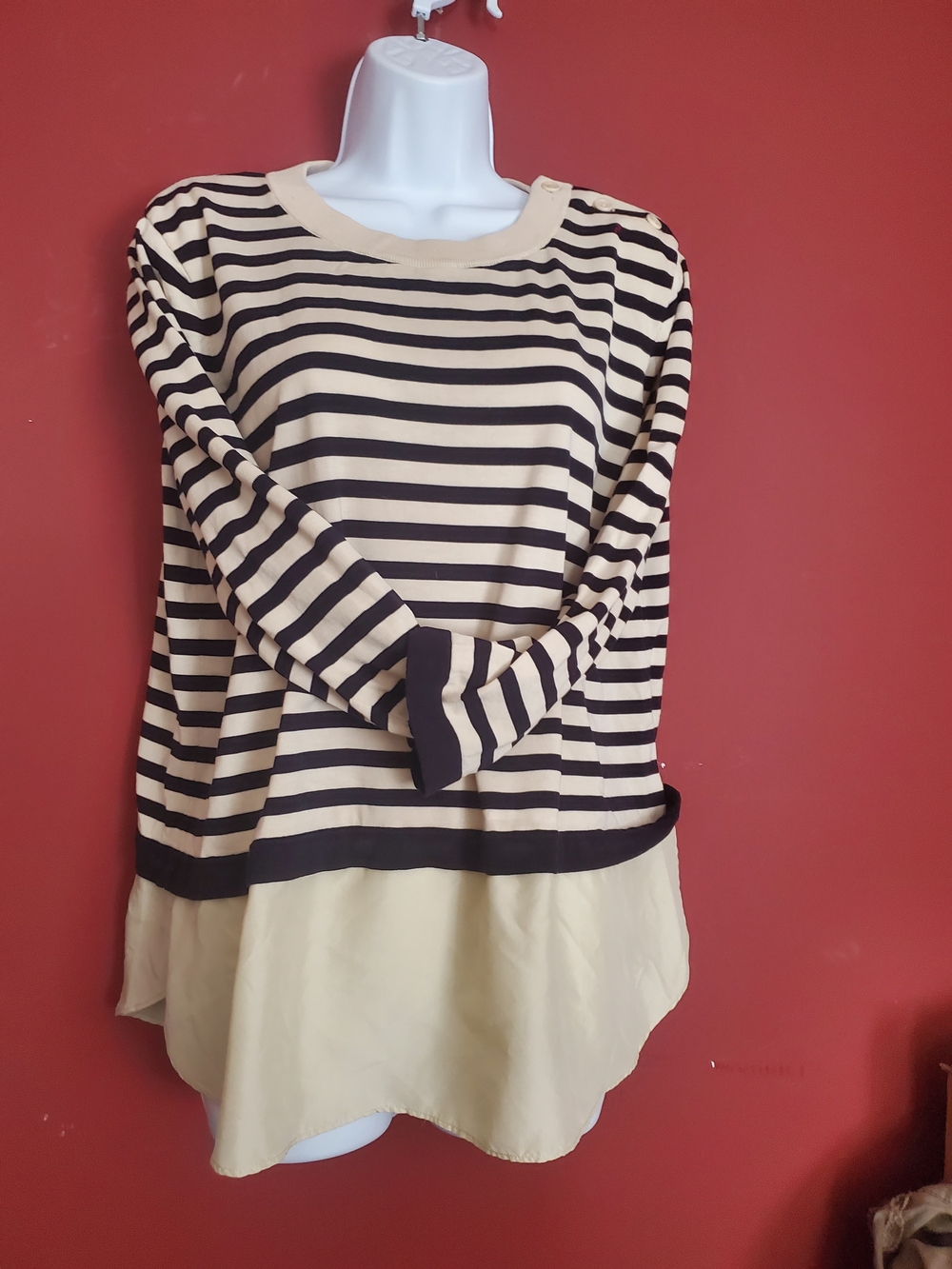 COS Beige and Black Striped Layered Tunic